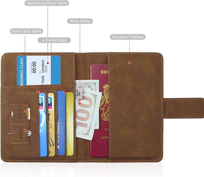 ILIYAH -Passport Cover-Passport Holder Travel Wallet-RFID Blocking Passport Case Travel Accessories Card Holder Wallet Unisex Travel Gifts(Brown) - Image 5